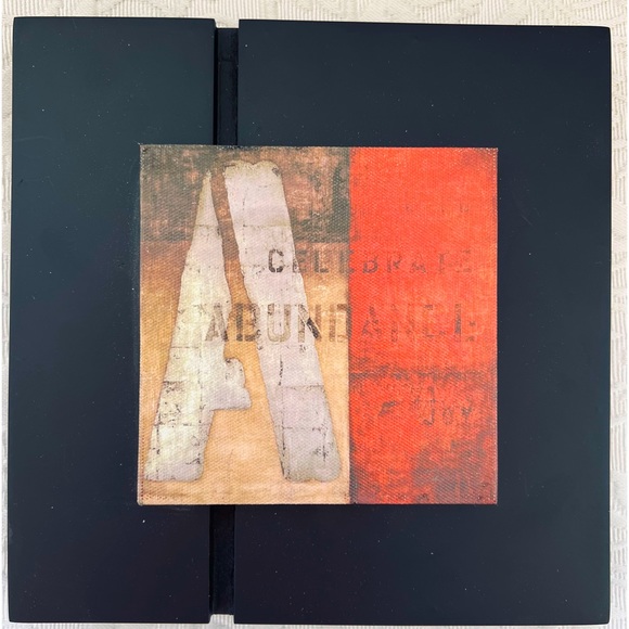 2 Canvas Art Prints w/ Black Wood Backing Abundance & Gratitude Words Design NEW - Picture 2 of 3